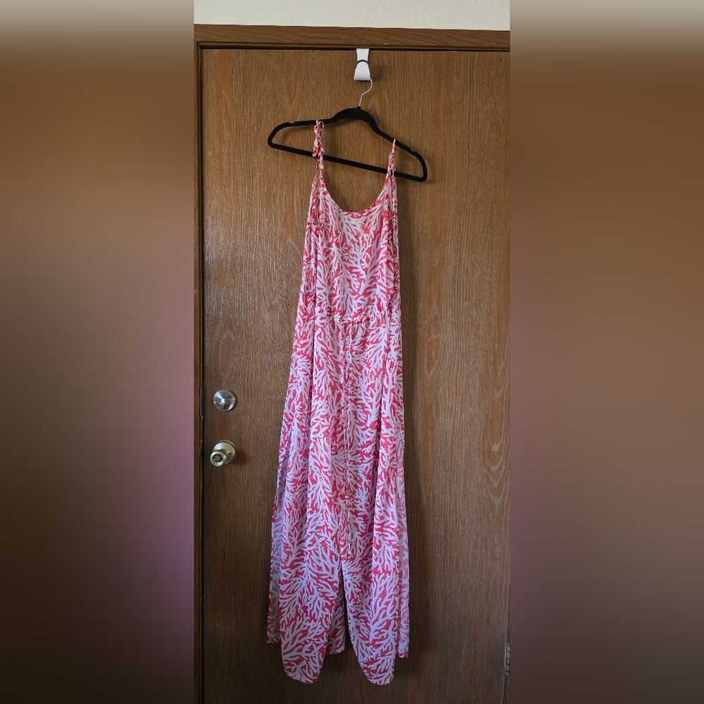 Michael Kors Bathing Suit Cover Jumpsuit Sheer Coral XS